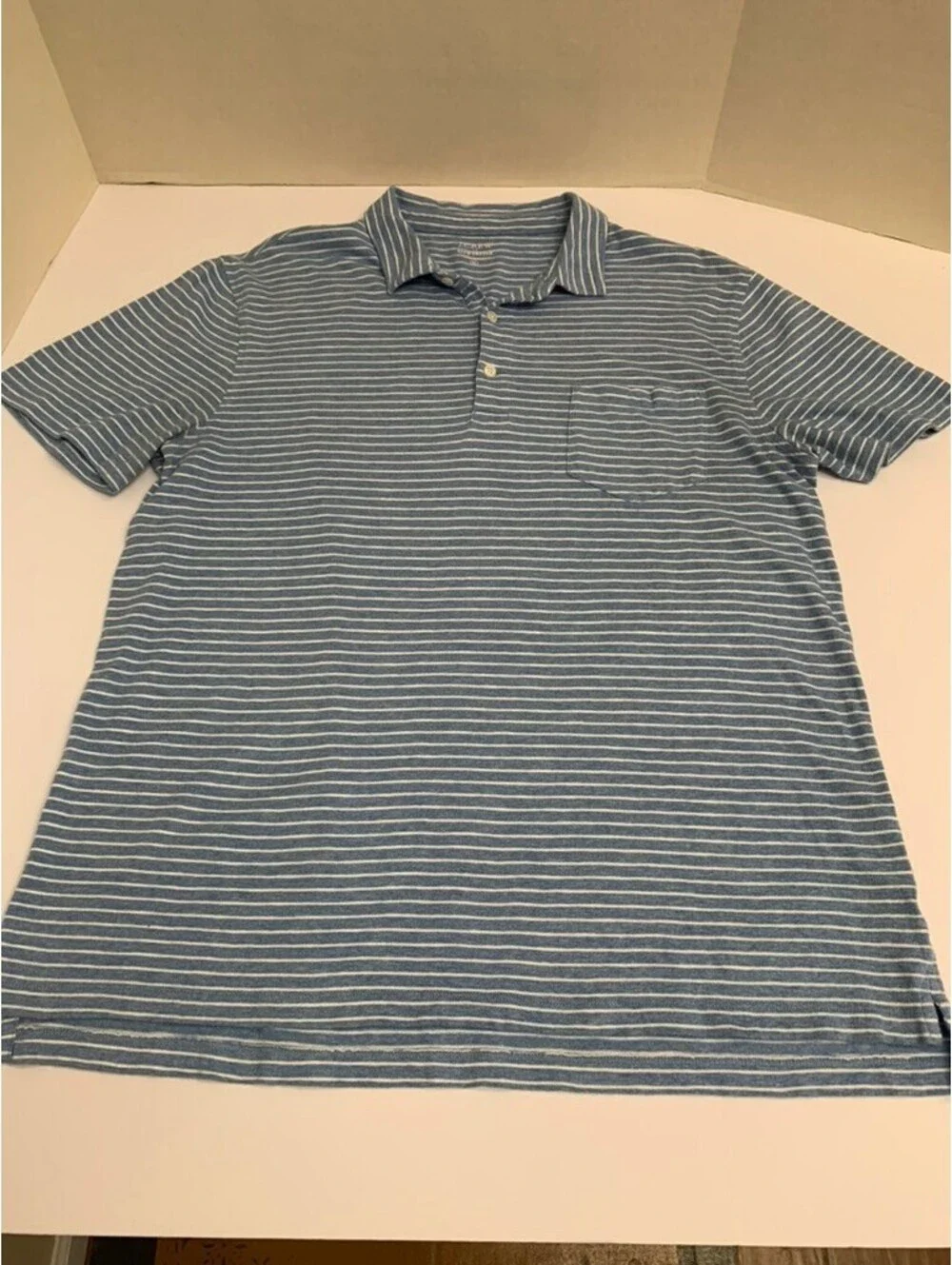J Crew Blue Striped Slub Jersey Polo Shirt Size XL